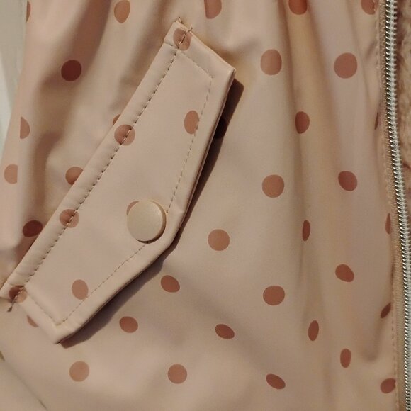 C&C California Girls Size 5 Pink Rain Jacket With Faux Fur Inside - Picture 3 of 5